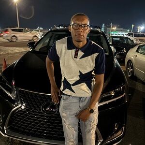 White and navy blue sweater button up